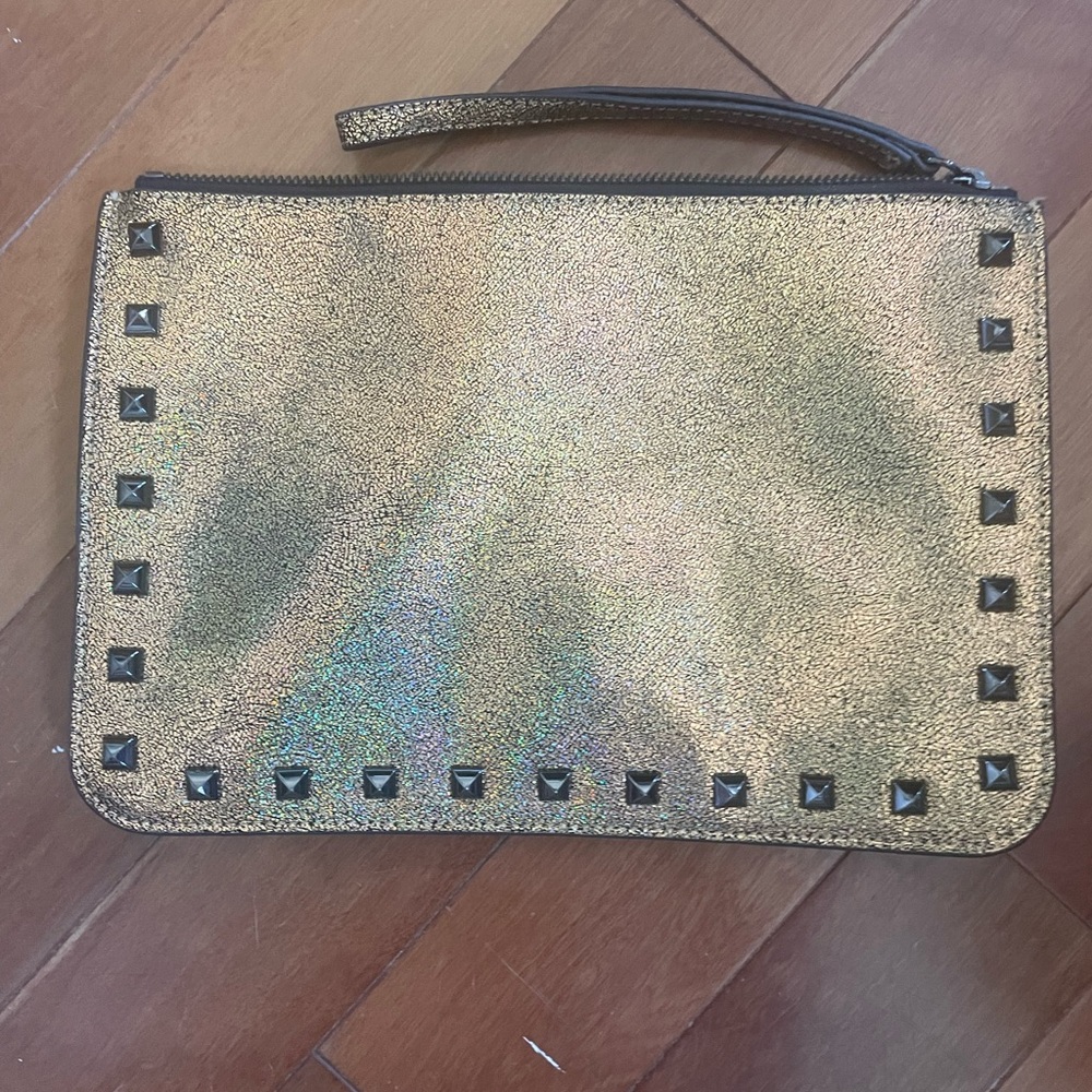 REBECCA MINKOFF gold wristlet